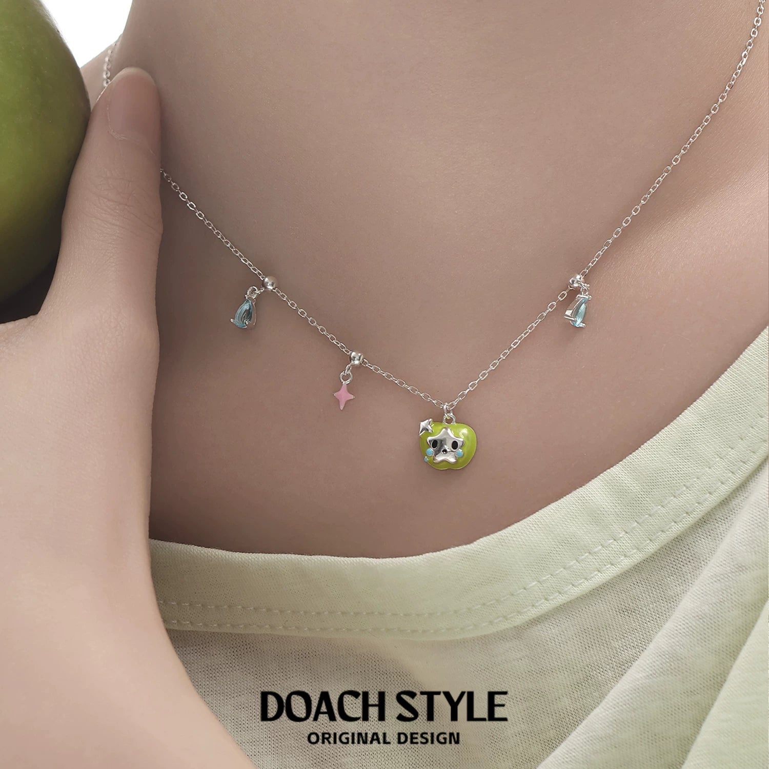 DOACH 925 Sterling Silver Sweet Cool Collarbone Chain Necklace