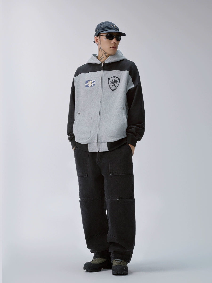 F2CE Splicing Contrasting Color Loose Casual Jacket