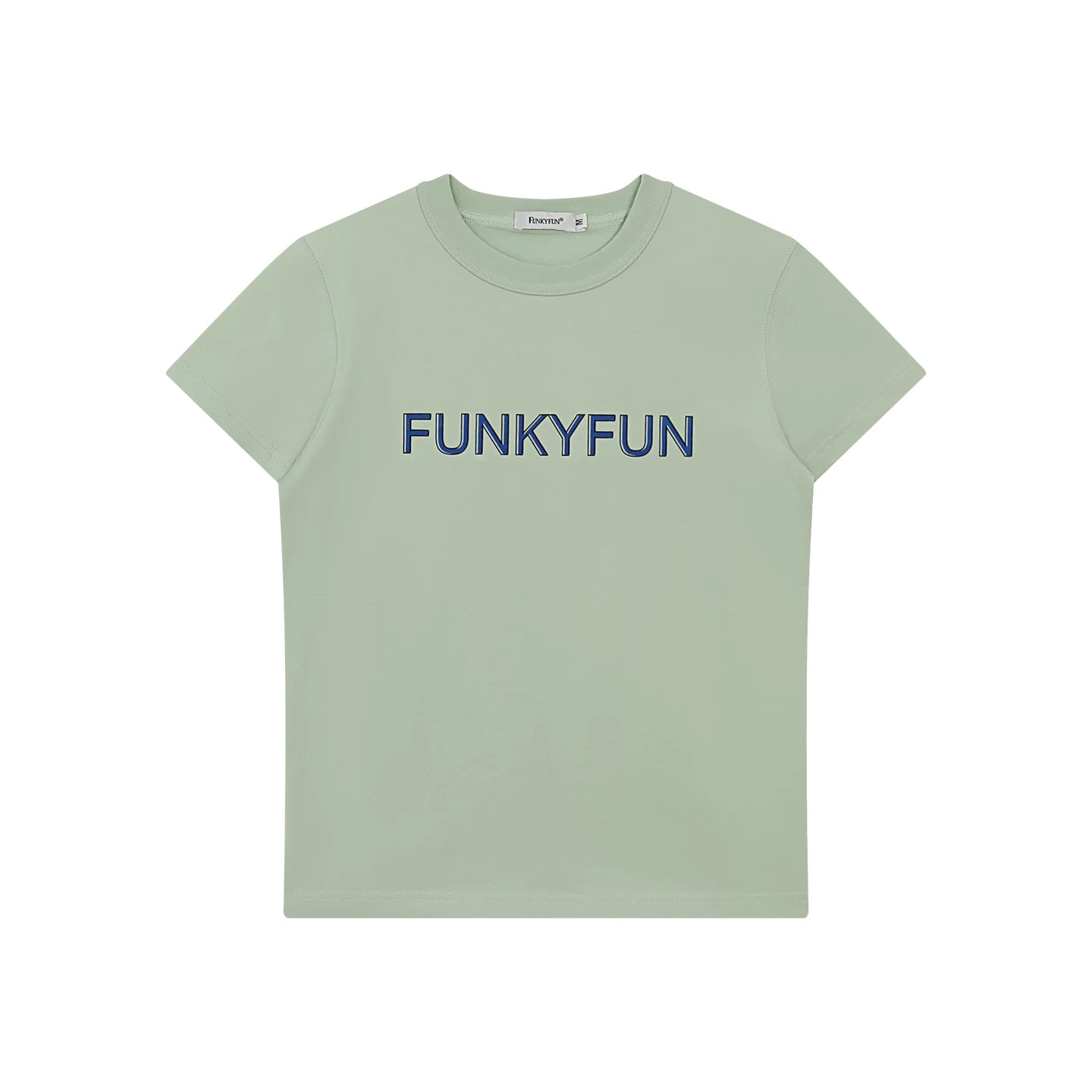 FUNKYFUN Contrasting Color Front Shoulder Simple Tee