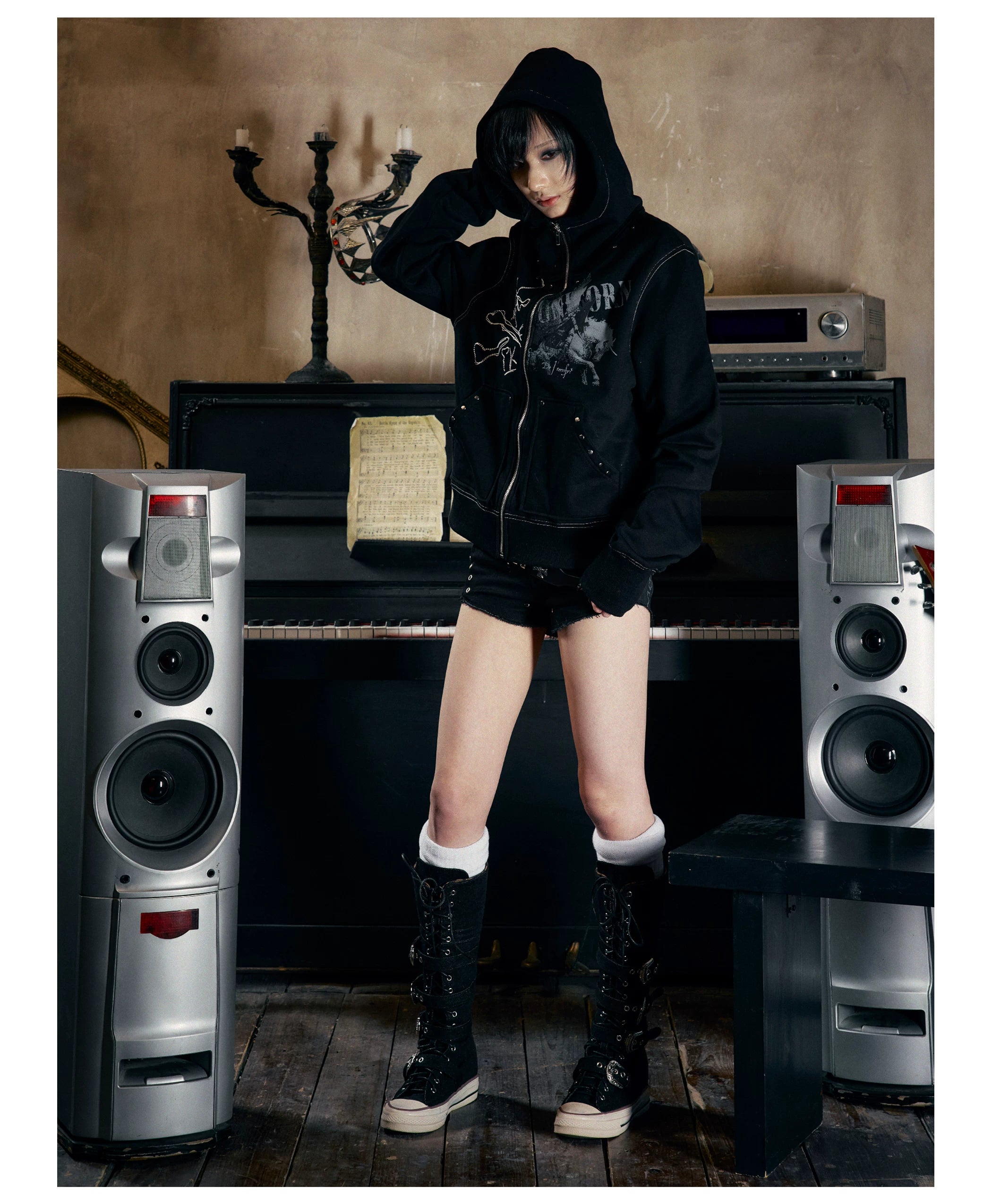 PAIKI Magic Ride Unicorn Cardigan Hooded Fleece Sweater