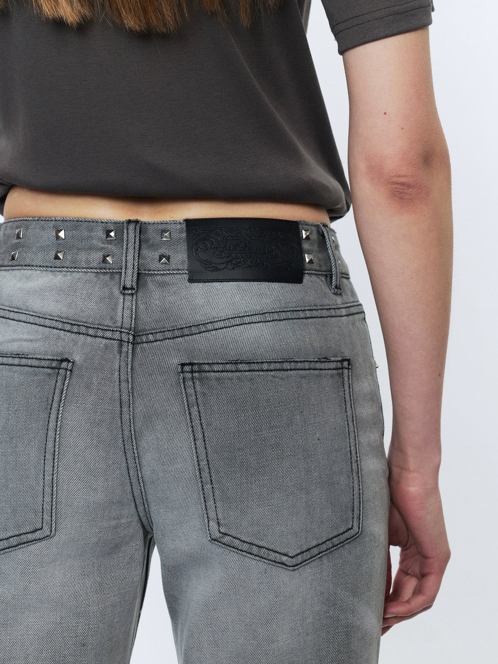 2th Desire Rivet Waist Straight Low Waist Jeans