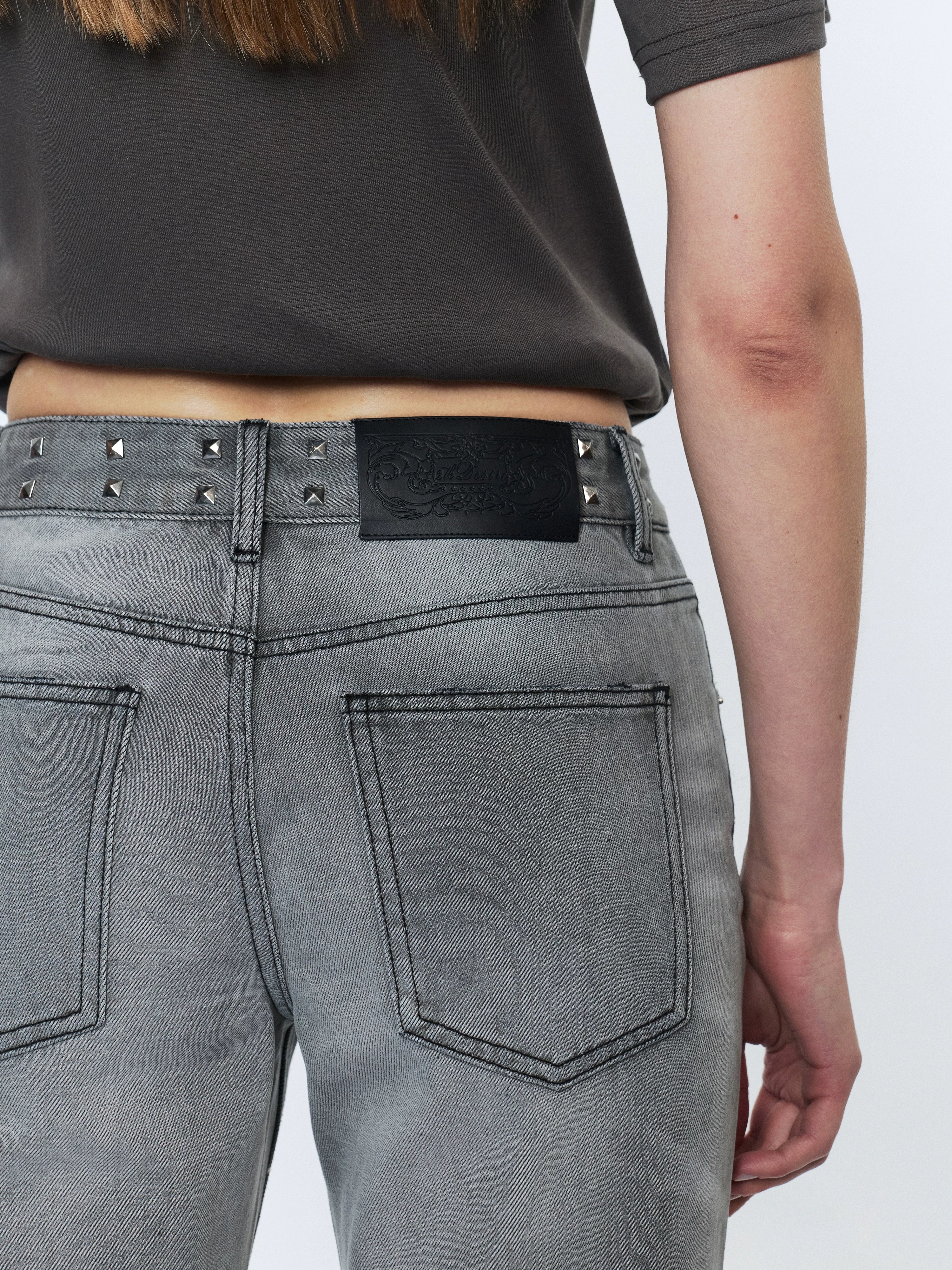 2th Desire Rivet Waist Straight Low Waist Jeans