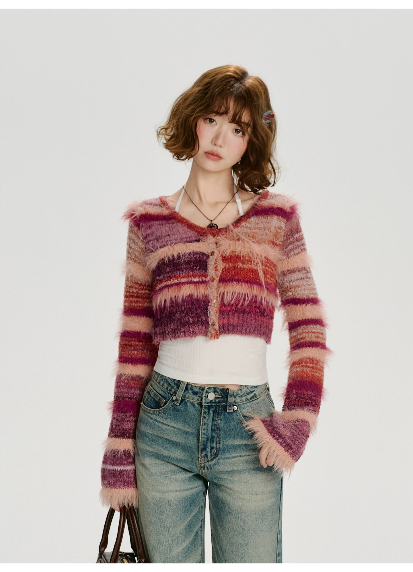 Girlyhalo Vintage Striped Knitted Cardigan