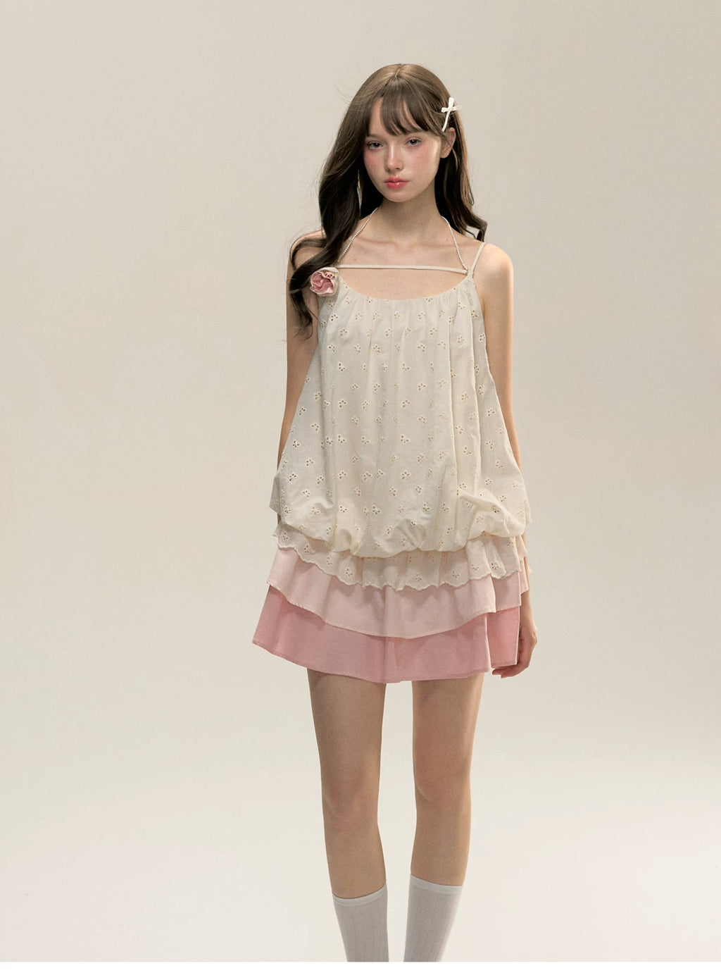 SunsetPark Drawstring Gradual Change Suspender Dress