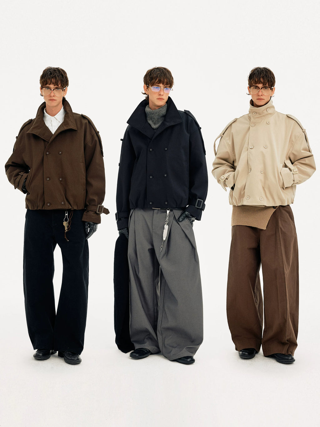 MADWITCH Double-breasted Stand-up Collar Thermal Tooling Jacket