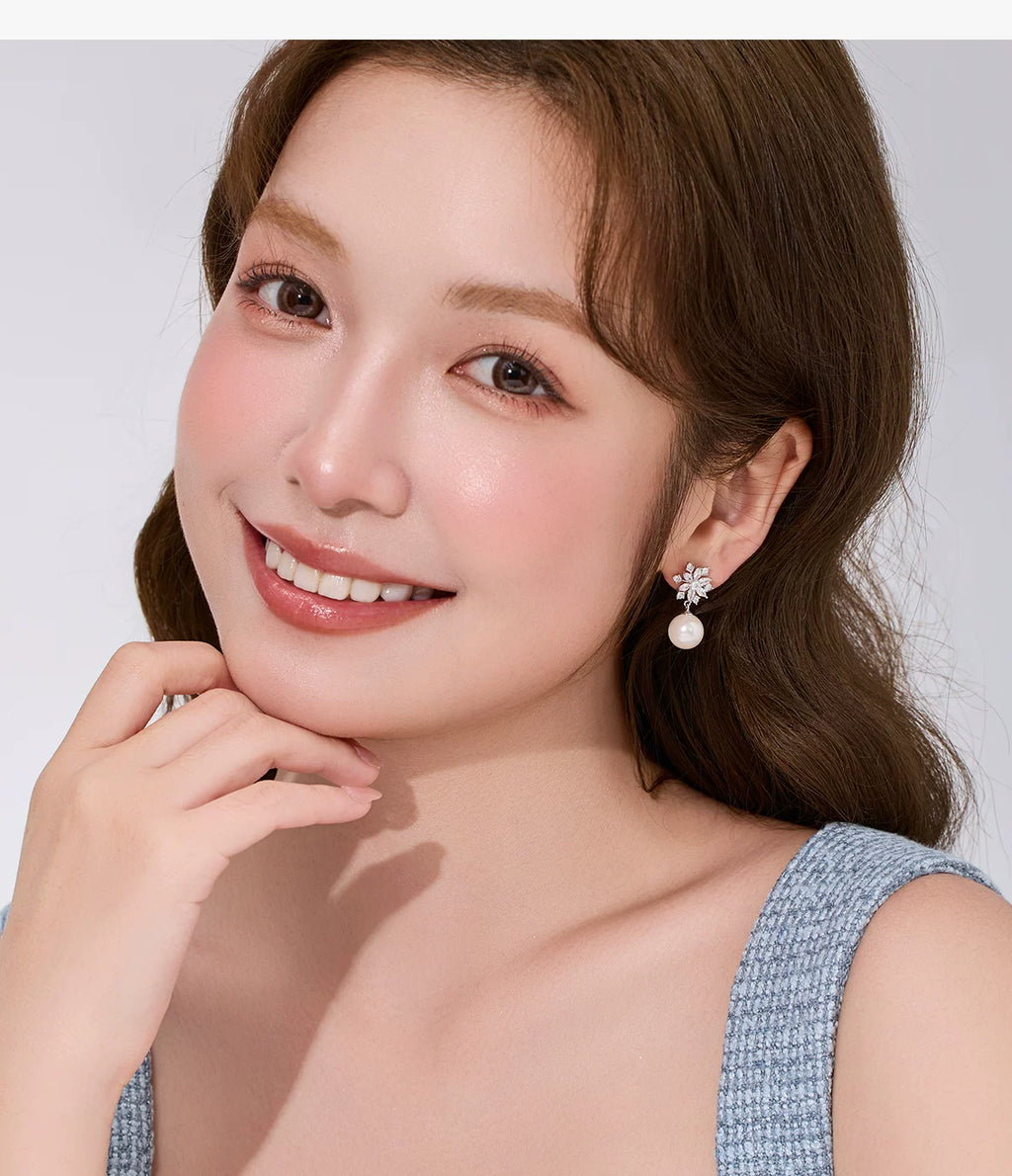 DODOGOGO Snowflake Pearl Light Luxury Earrings