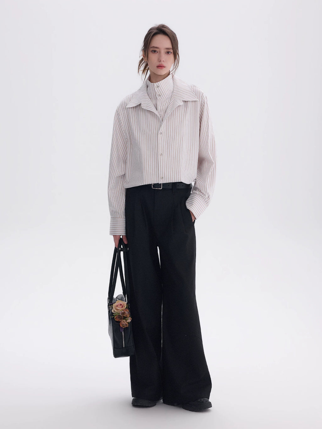 CHOR Fake Two-piece Striped Long-sleeved Shirt