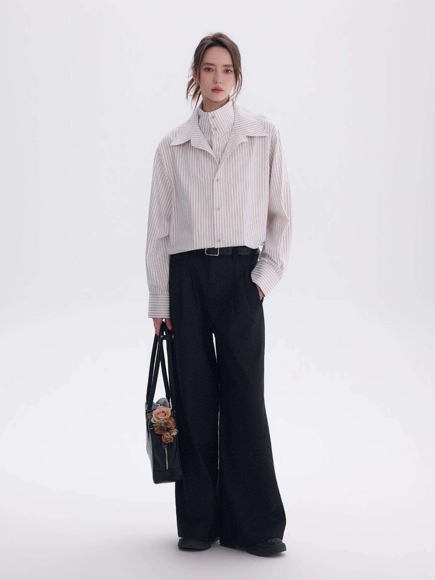 CHOR Fake Two-piece Striped Long-sleeved Shirt
