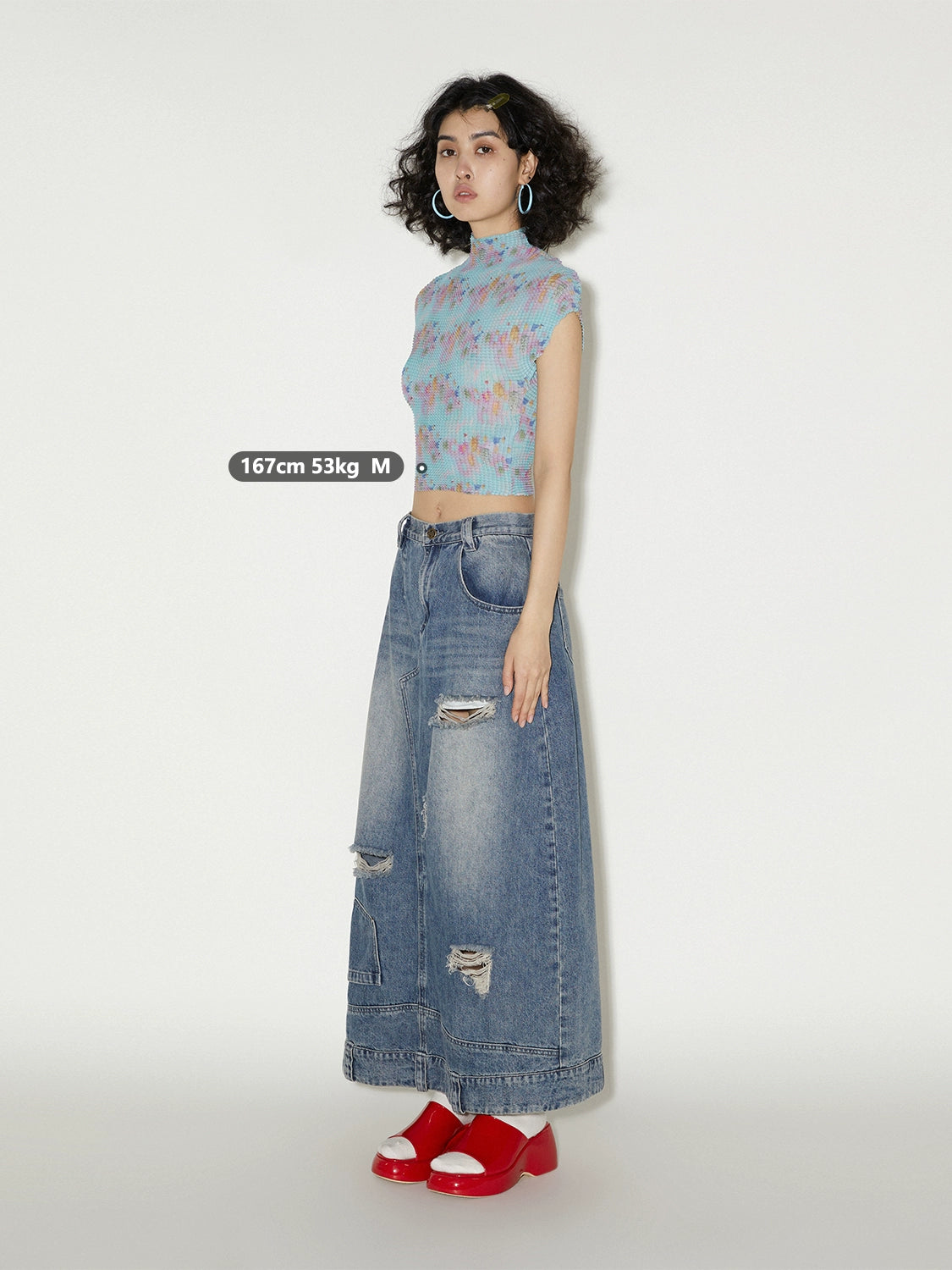 PHYS Elastic Pleated Small Half Turtleneck Slim Tee