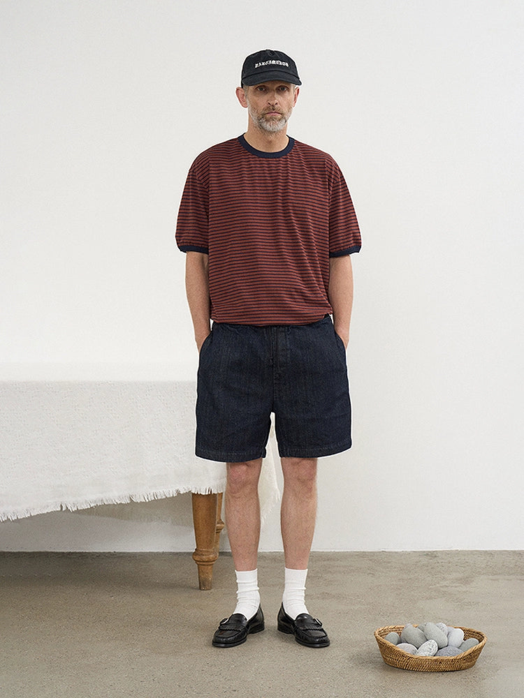 PARTIMENTO Korean Neutral Loose Striped Tee