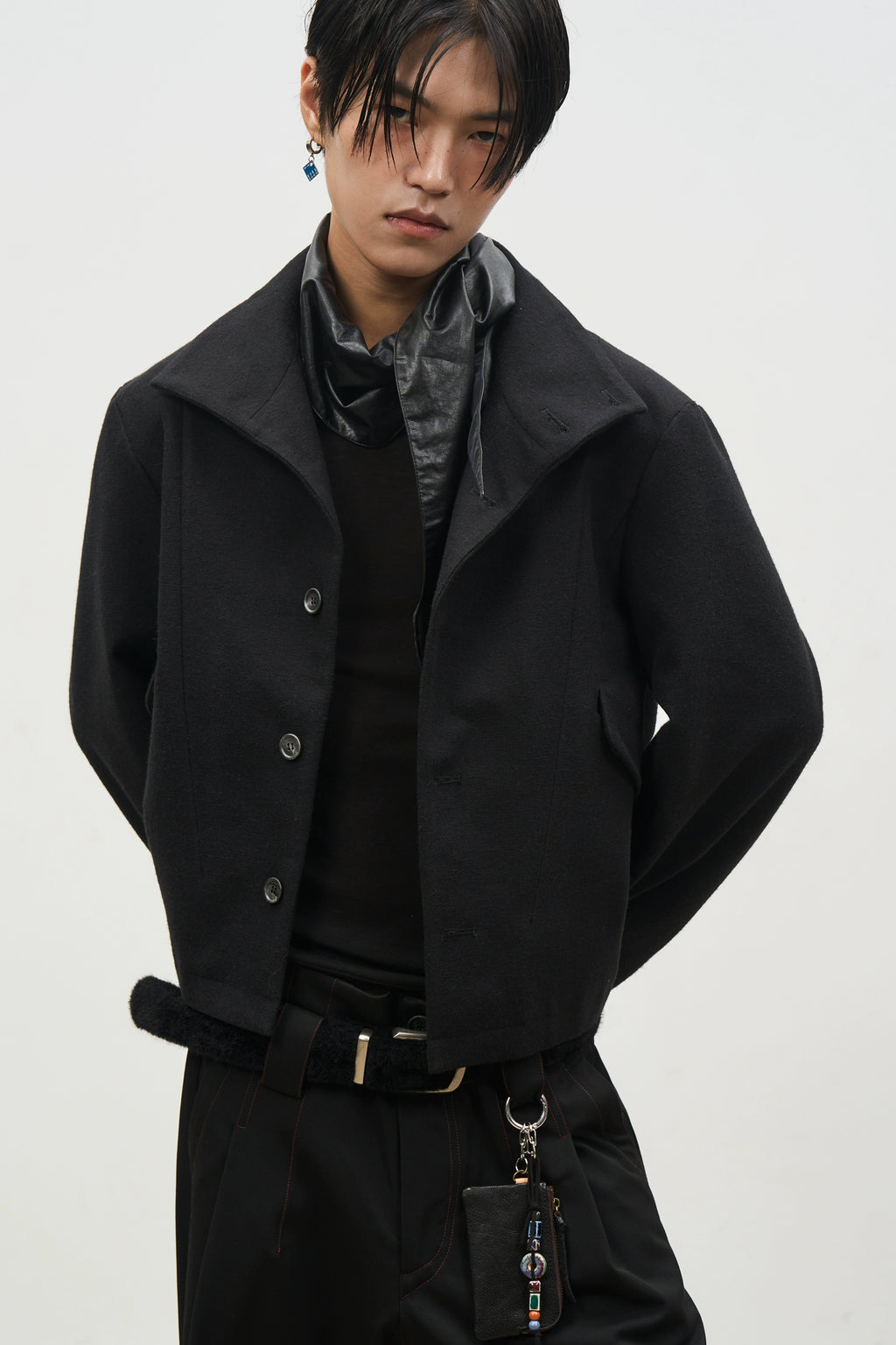 SOUTHFISH Vintage Stand-up Collar Tweed Short Jacket