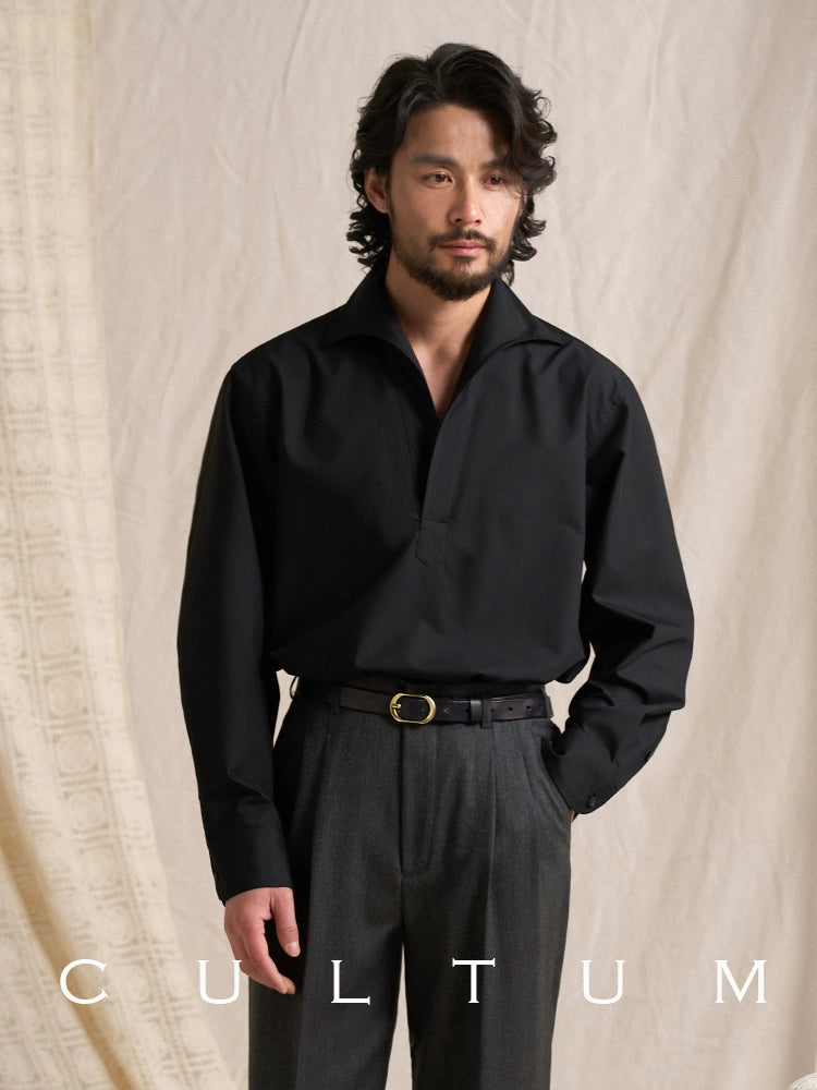 CULTUM Half-open One Piece Silky Cool Long-sleeved Shirt Men