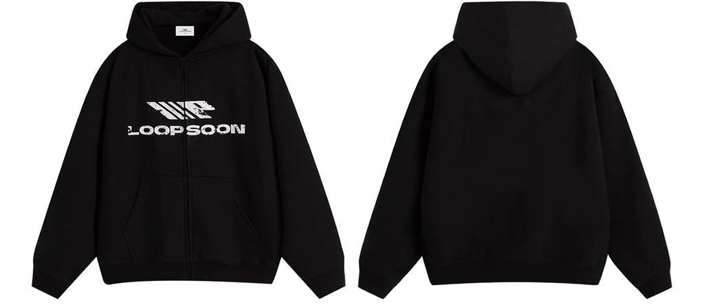 Loopsoon Chest Vintage Printed Zip Cardigan Sweater