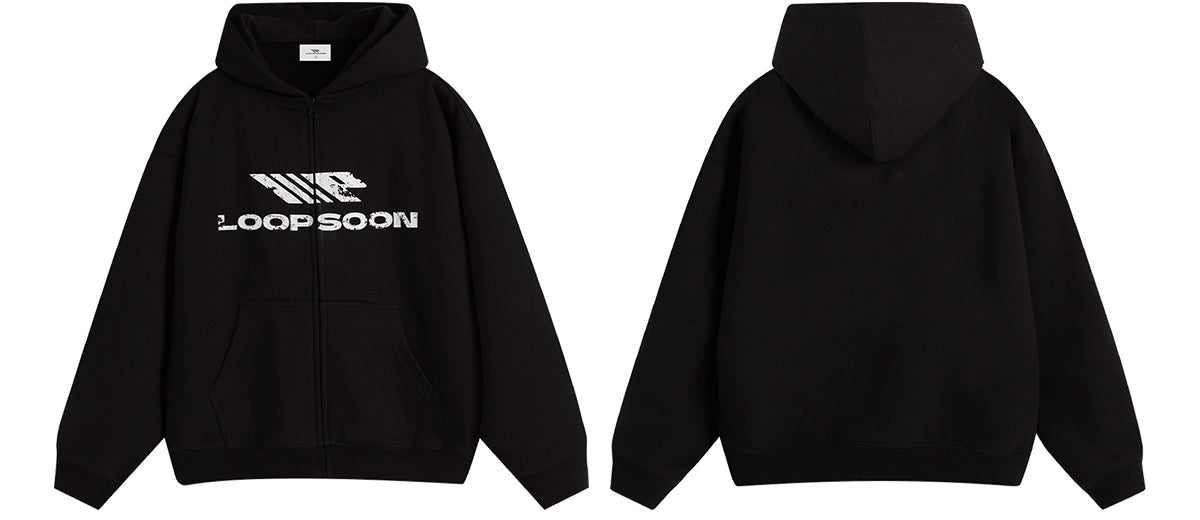 Loopsoon Chest Vintage Printed Zip Cardigan Sweater