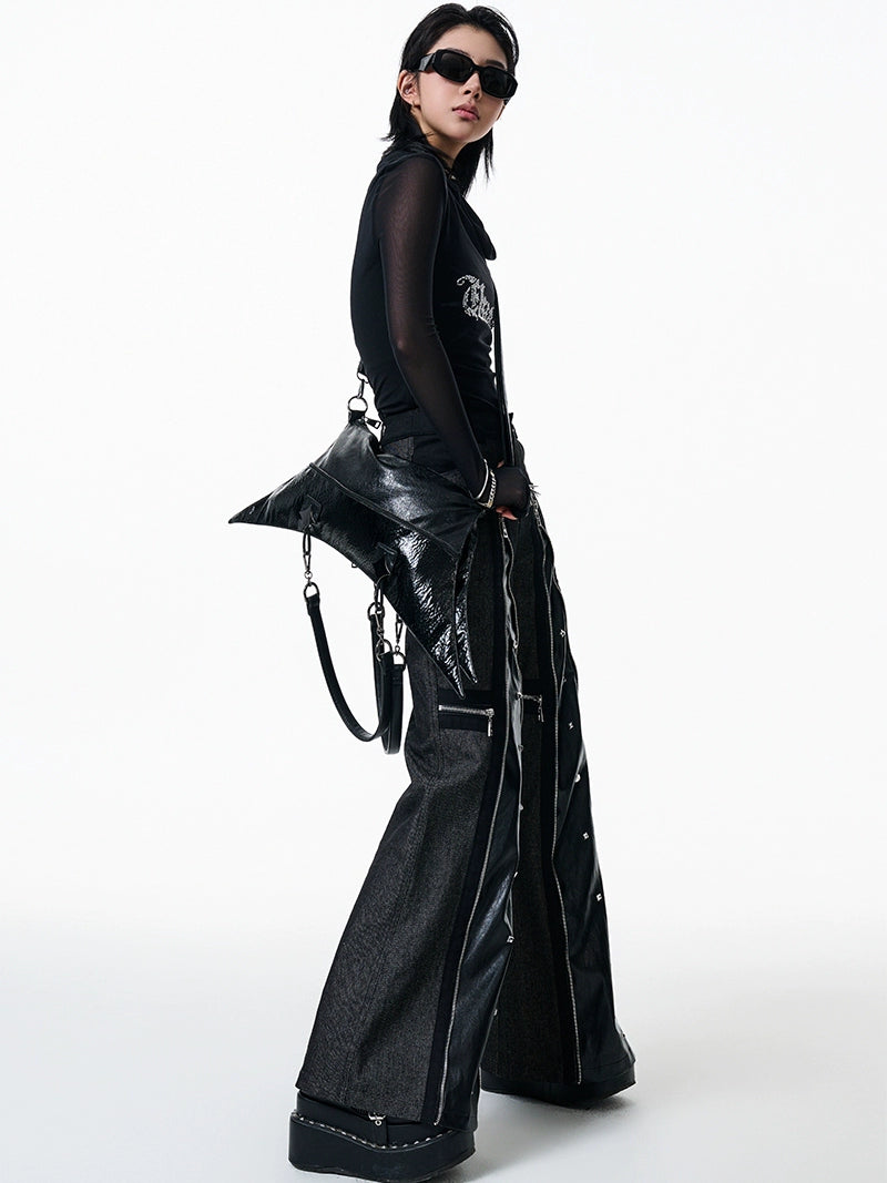 Antiphase Multi-back Four-pointed Star Zipper Shoulder Messenger Bag