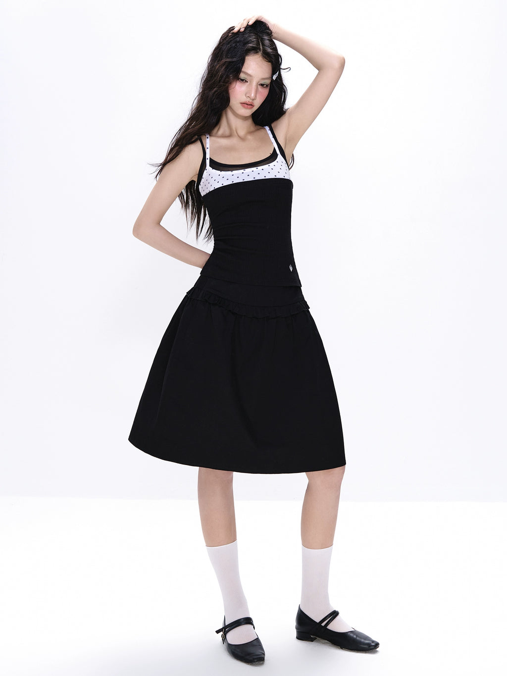 NECY Versatile Loose Casual A-word Skirt Vertical Short Skirt