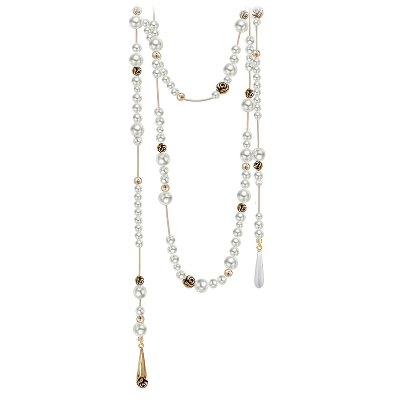 MASW Pearl Necklace Lazy Wind Adjustable Sweater Chain