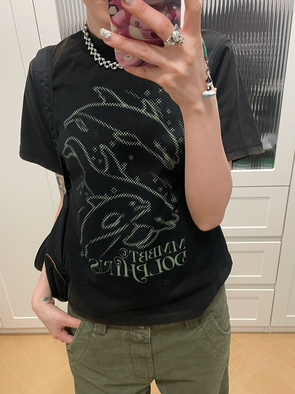 MMBBT Cartoon Dolphin Print Round Neck Tee