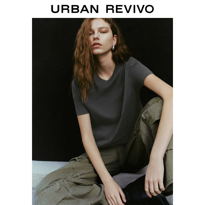 URBAN REVIVO Casual Versatile Loose Short Sleeve T-Shirt