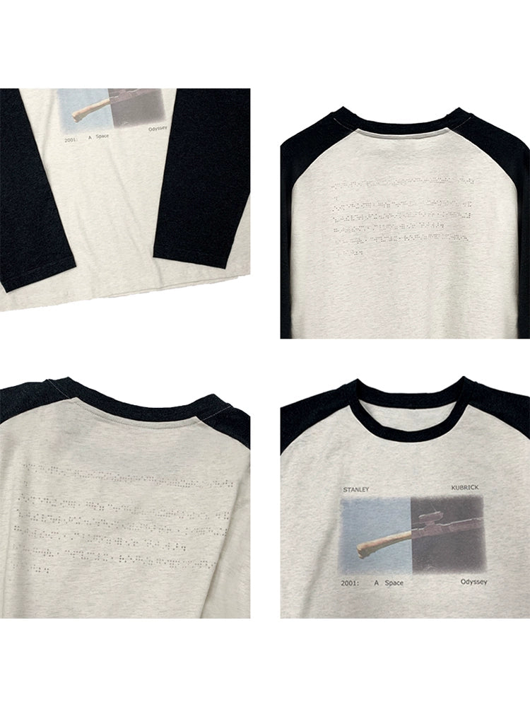 WANNA LAB Retro Color Matching Seven-point Shoulder Sleeves Bamboo Cotton Long Sleeves