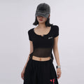 SAMUSAN Mesh Fringed Short Tee