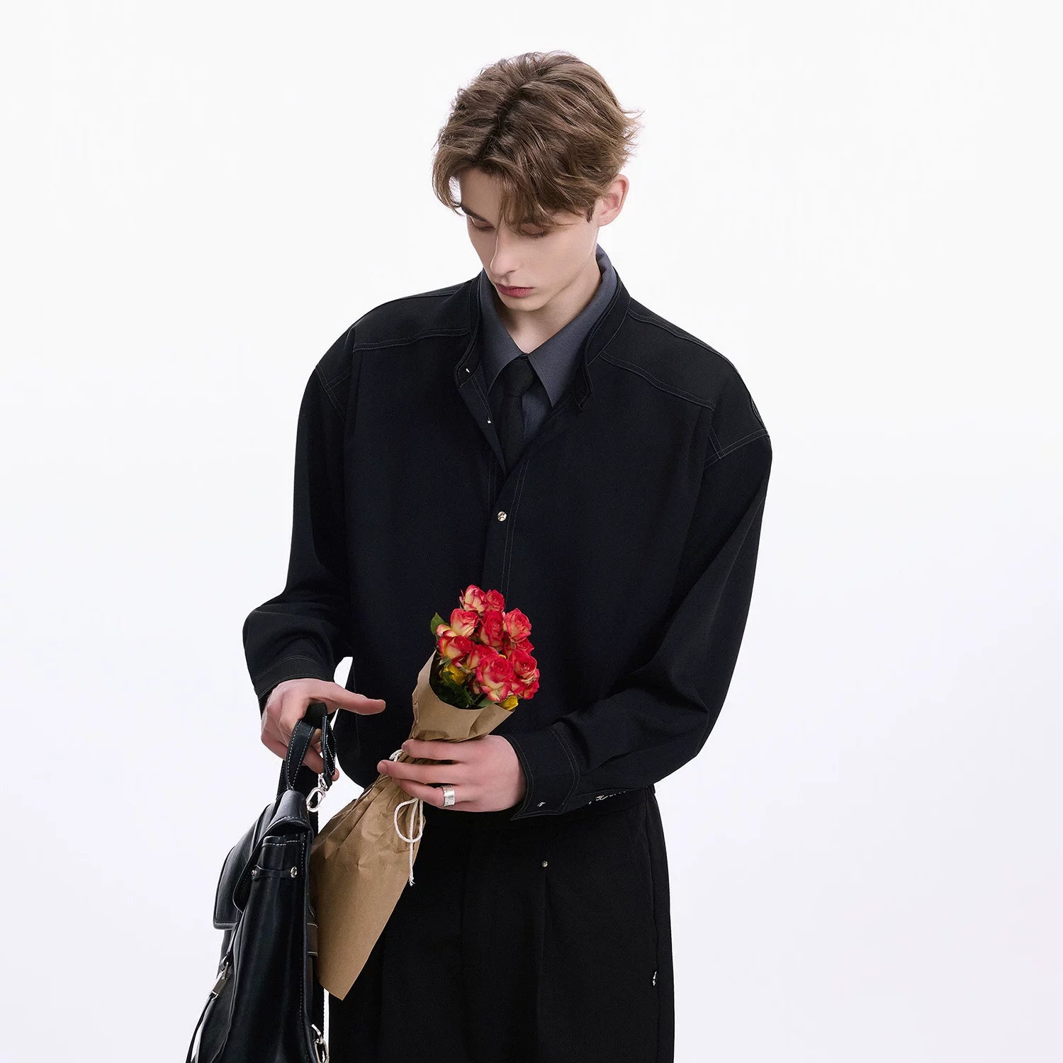 CHOR Loose Lapel Casual Fake Two-piece Shirt