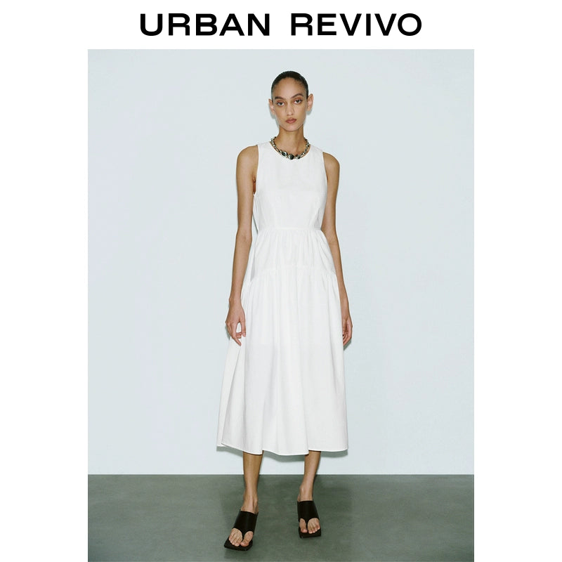 URBAN REVIVO French Back Hollow Lace-Up Sleeveless Dress
