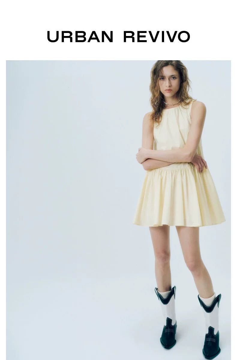 URBAN REVIVO Multi-strap Cotton Sleeveless Dress