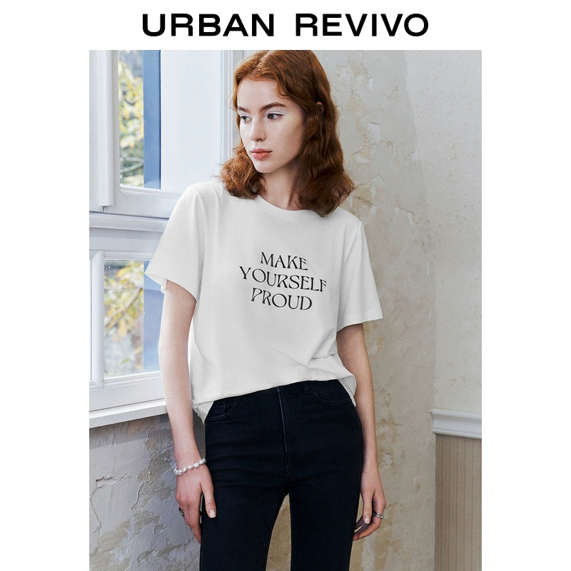 URBAN REVIVO Casual Contrasting Letter Printed Tee