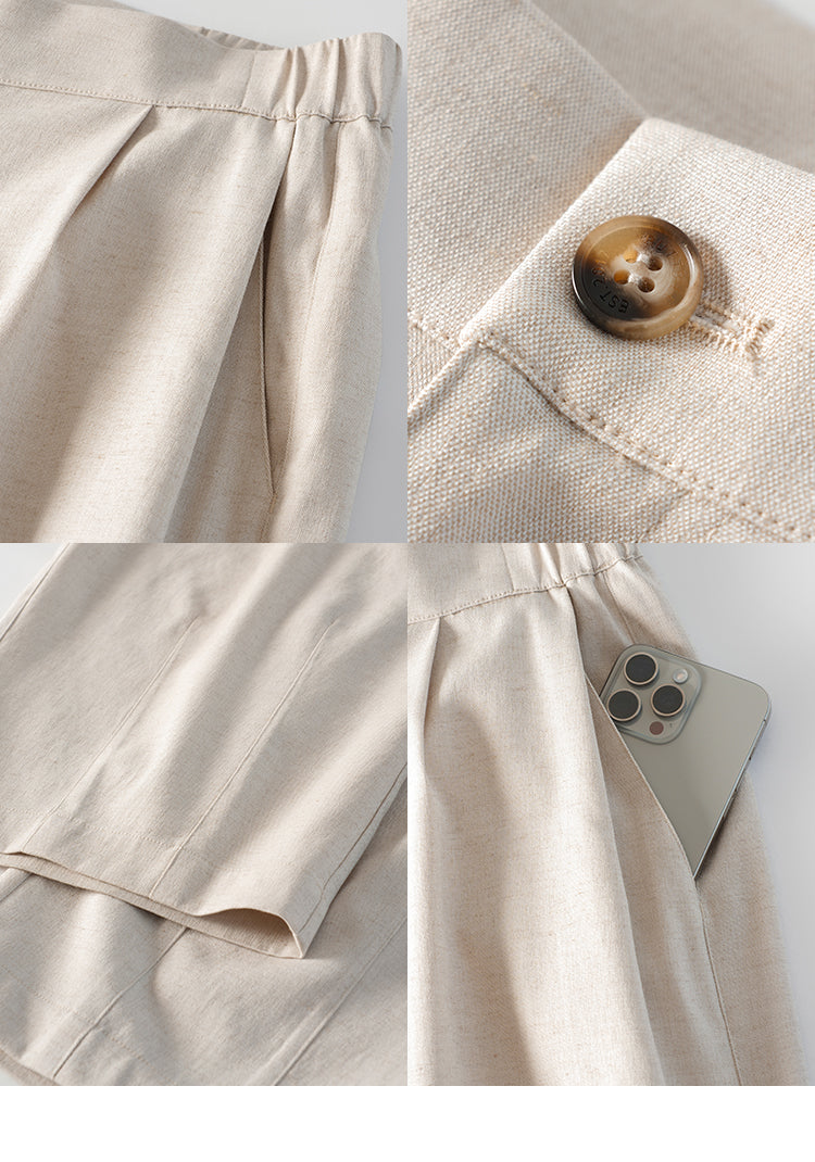 BUTTBILL 25SS Vintage Solona cotton and linen wide-leg cool Pants