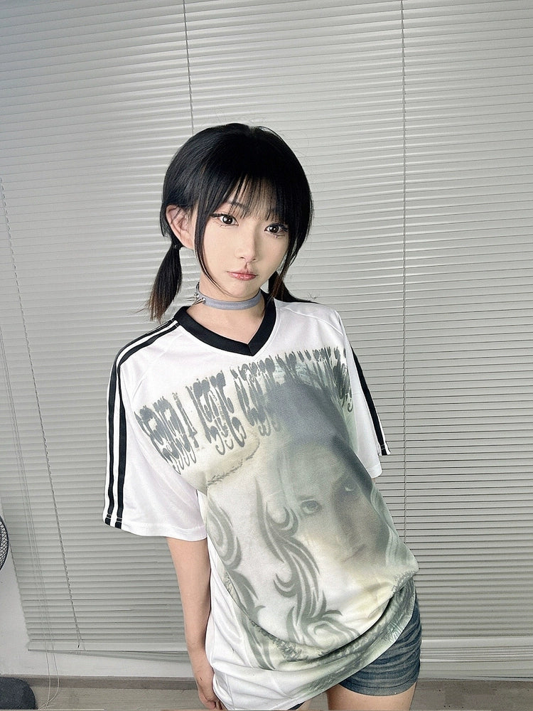 WEBBAR Japanese Gothic V-neck Tee