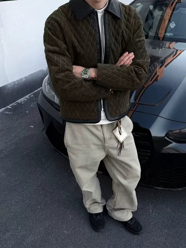 ZOZOFOREST Suede Hand-stitched Leather Jacket