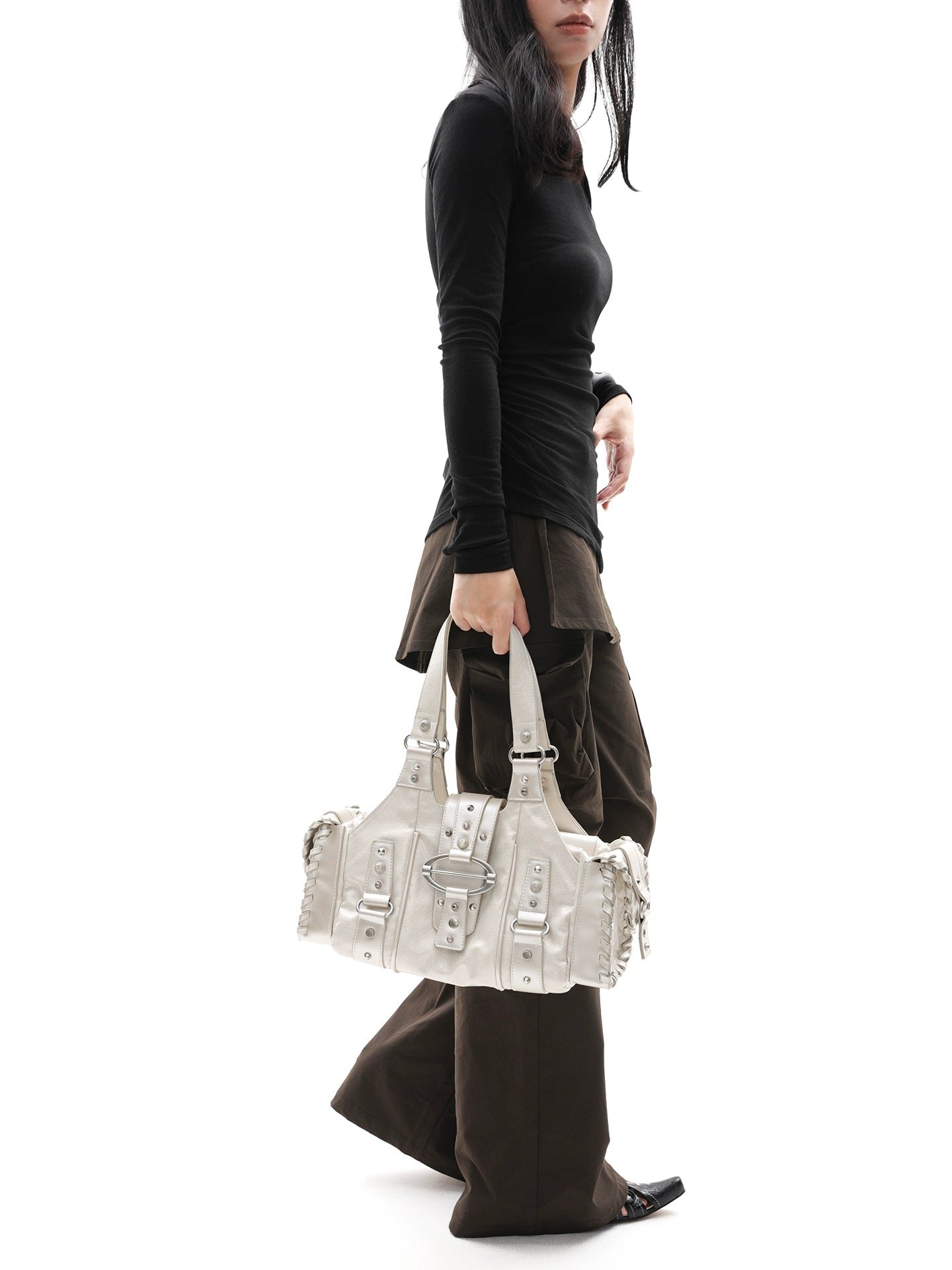 JANDRESS Snakeskin Rivet Underarm Bag