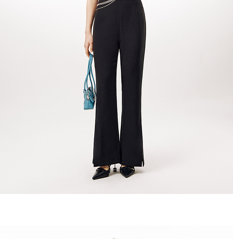 IMONE Asymmetrical High-waisted Metal Chain Micro-pants