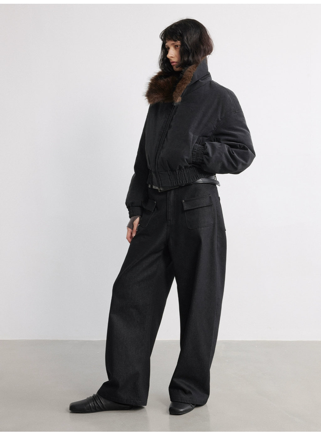 JCAESAR WOMEN Fur Collar Made Old Down Short Jacket