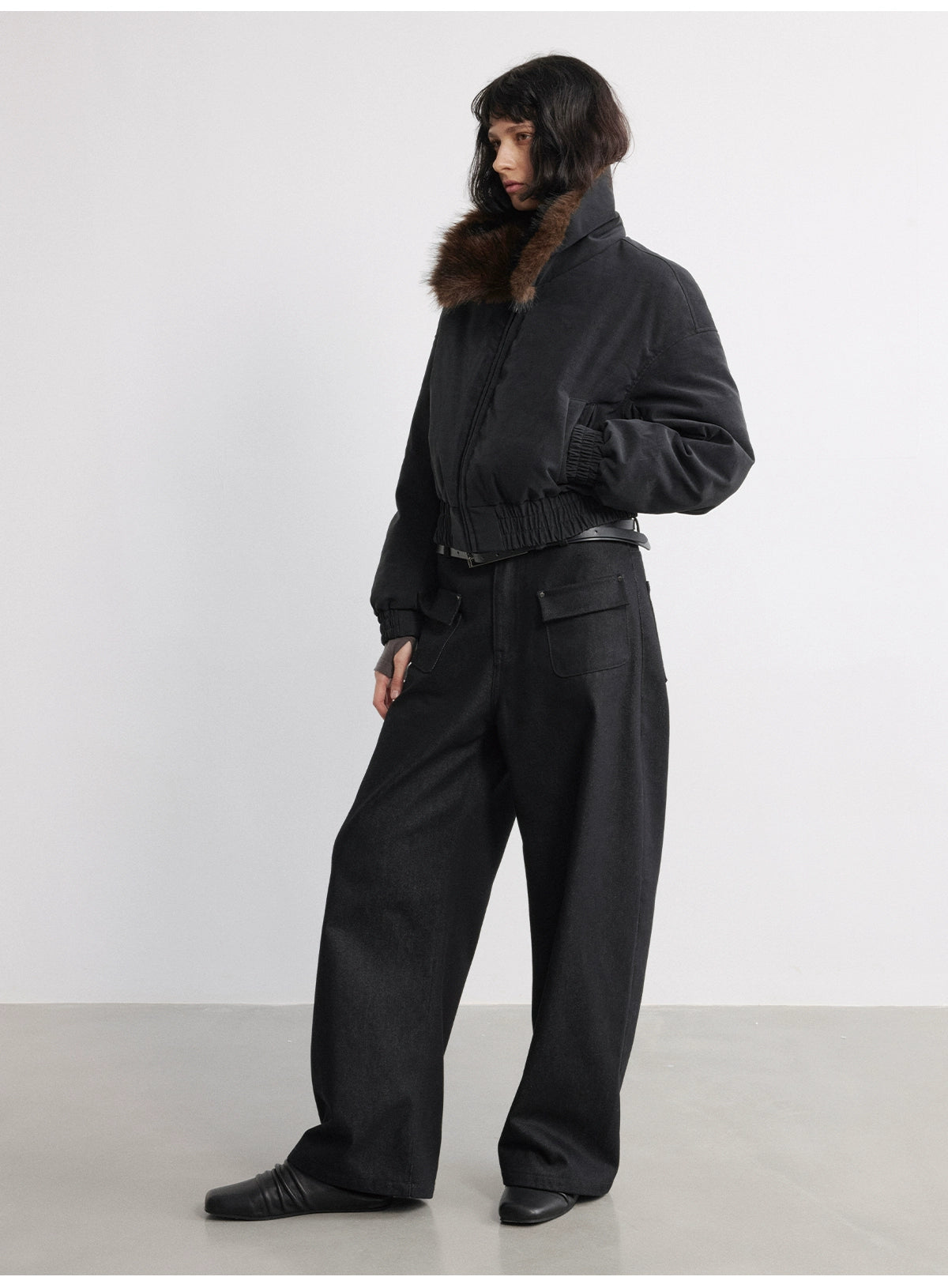 JCAESAR WOMEN Fur Collar Made Old Down Short Jacket