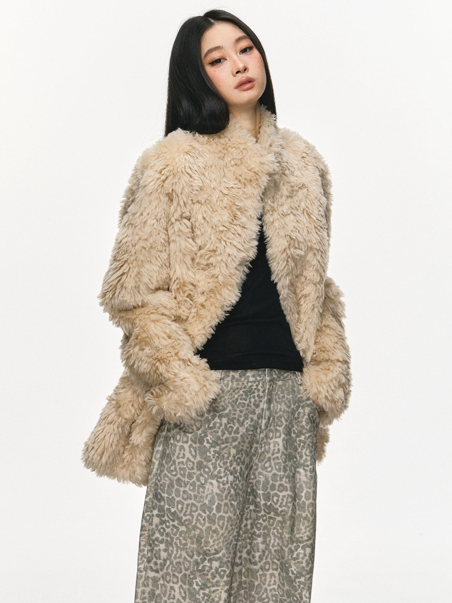 Anna Aneae Lamb Wool Loose Mid-length Coat