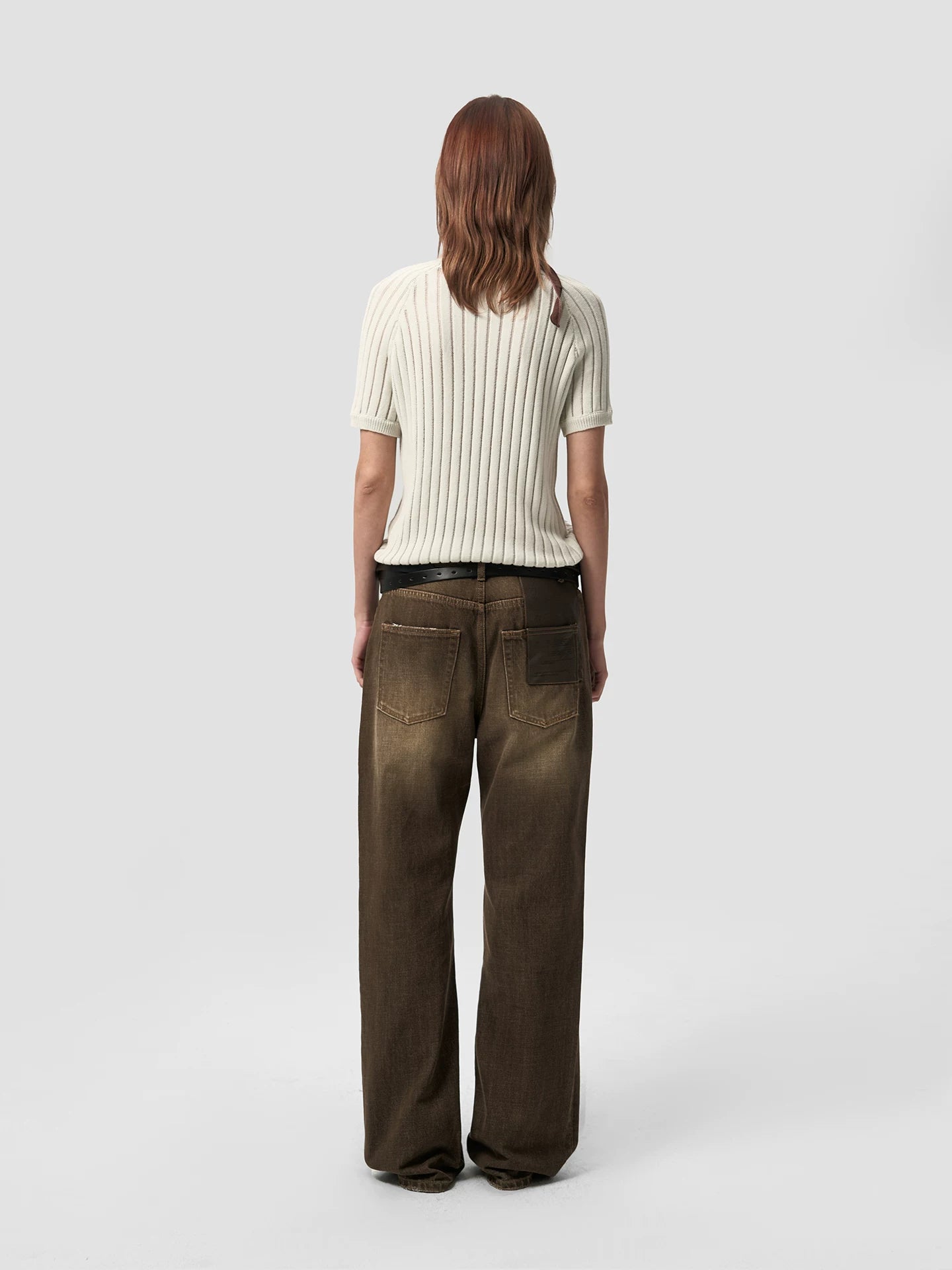 Slight Vogue Vintage Back Waist Pocket Leather Jeans