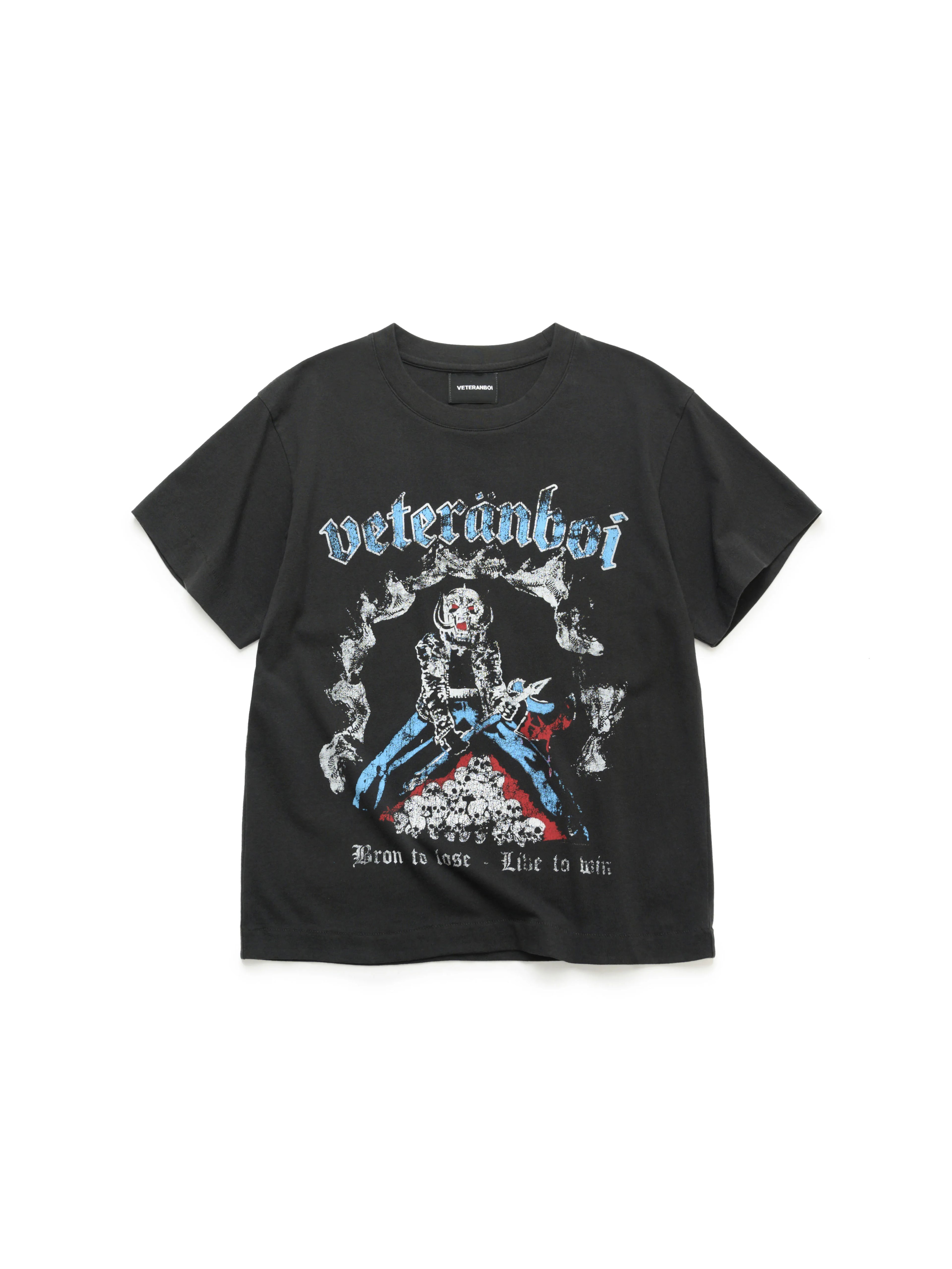VETERANBOI Retro Motorcycle Head Print Loose Tee