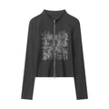 Nariele Small Stand Neck Front Shoulder Slim Sleeve Long Sleeve