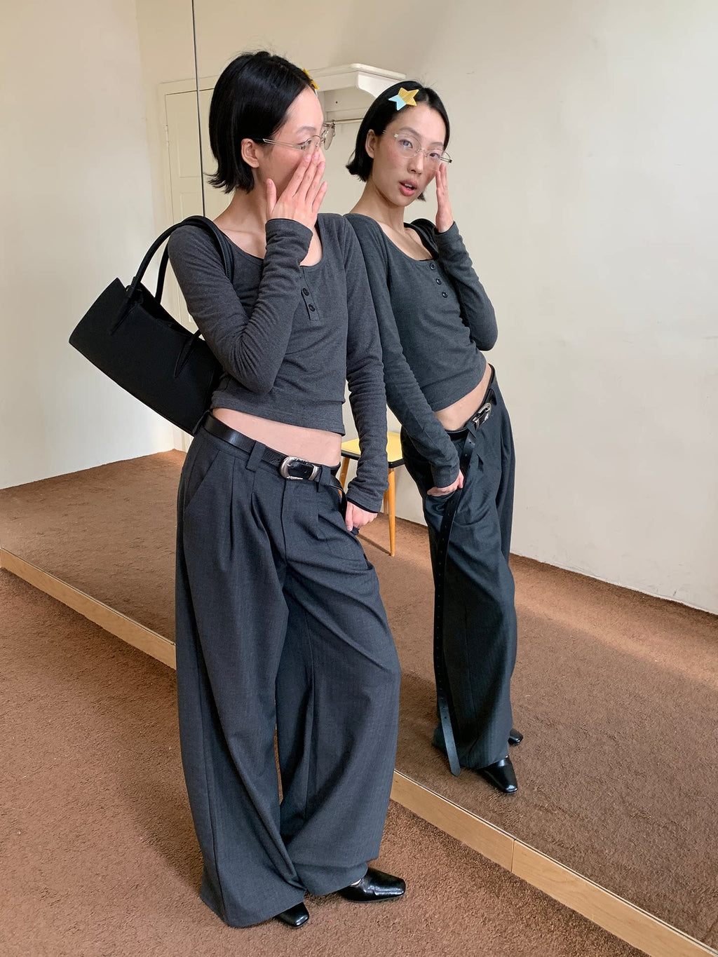 JCAESAR Double-pleated Wide-leg Casual Trousers