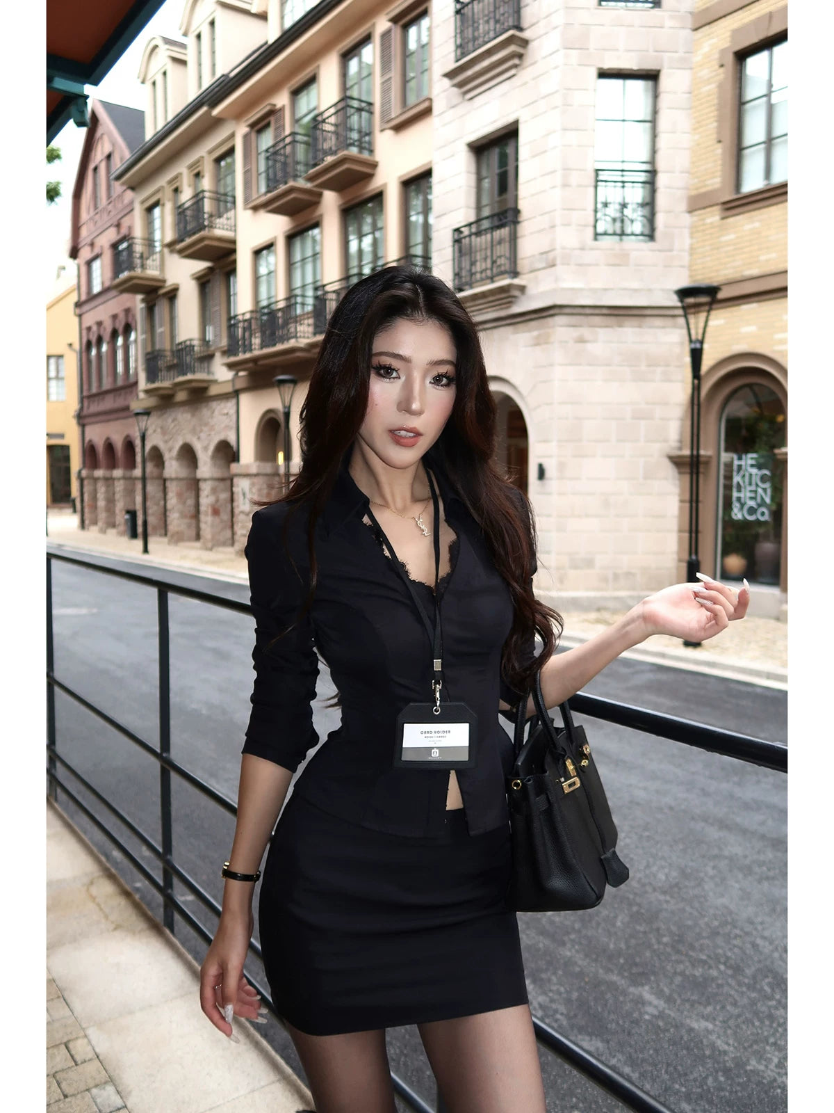 LLROGE Temperament Long-sleeved Shirt Skirt Two-piece Set