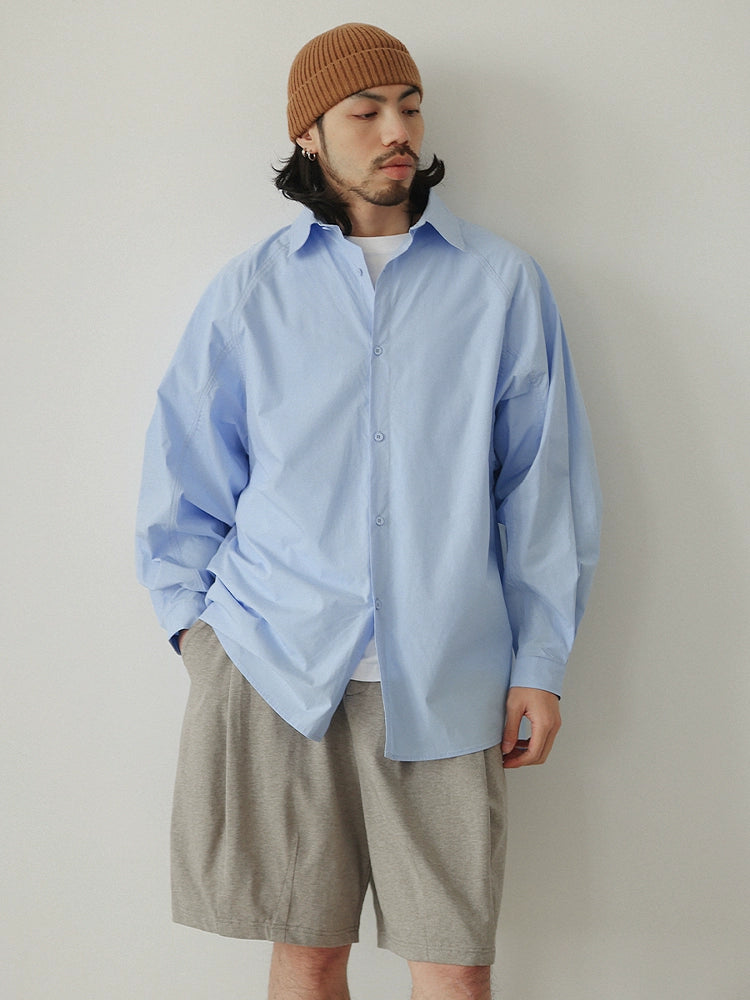 NOEARS Loose Square Neck Shoulder Sleeve Casual Shirt