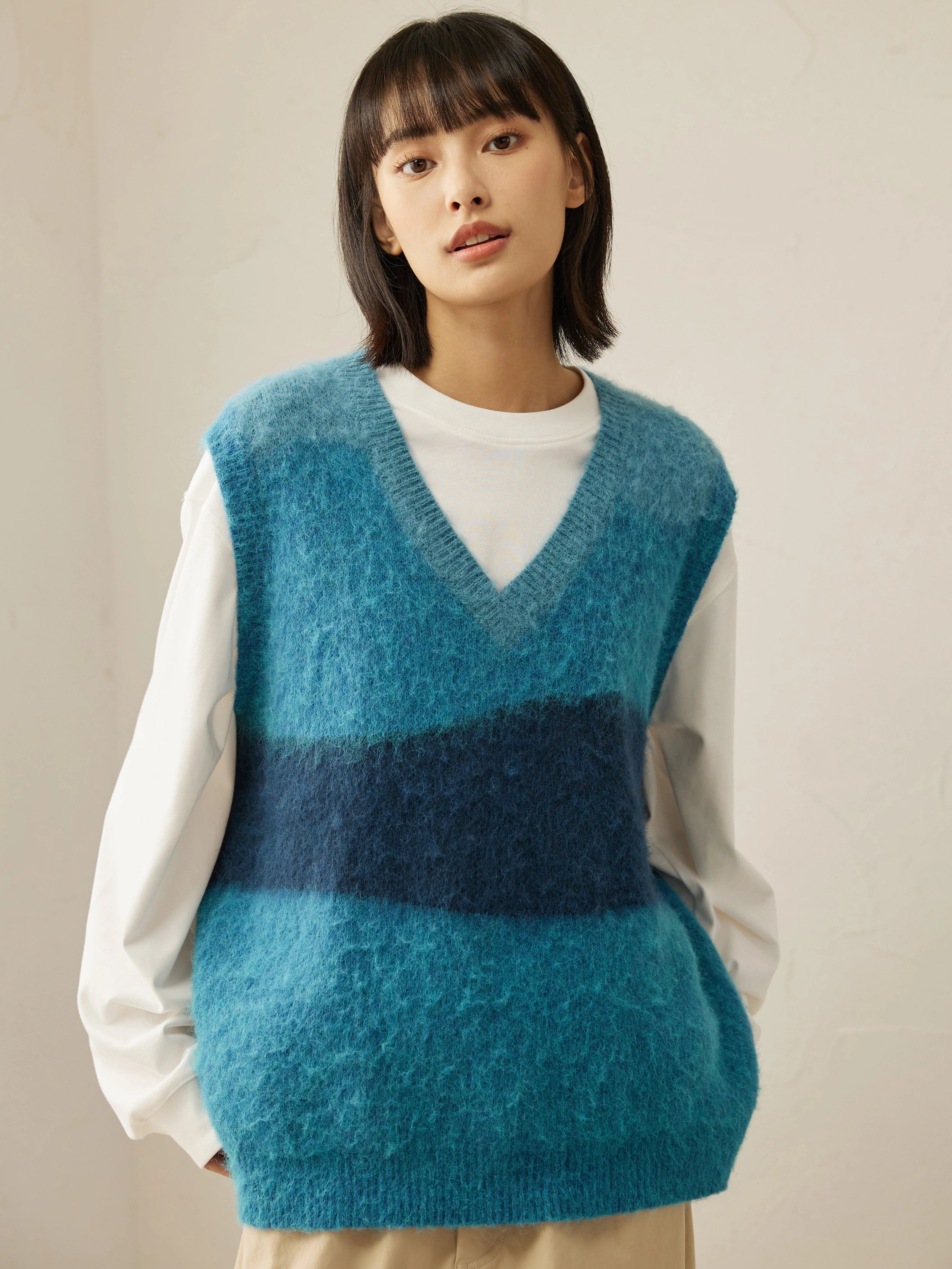 LR MADE Retro Contrasting Color Splicing Short Vest