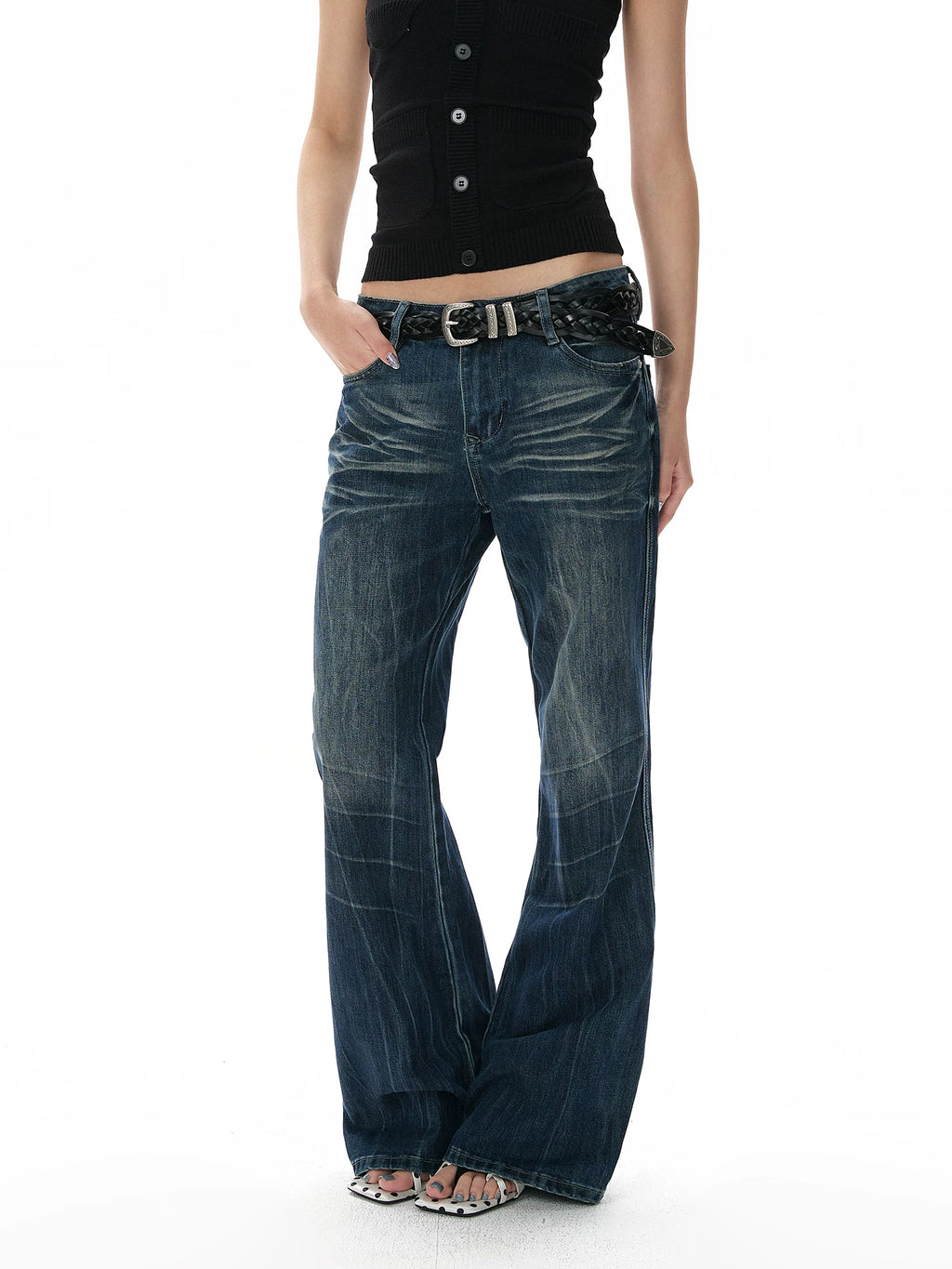 A PUEE Retro Low-rise Straight-leg Slim-fit Jeans