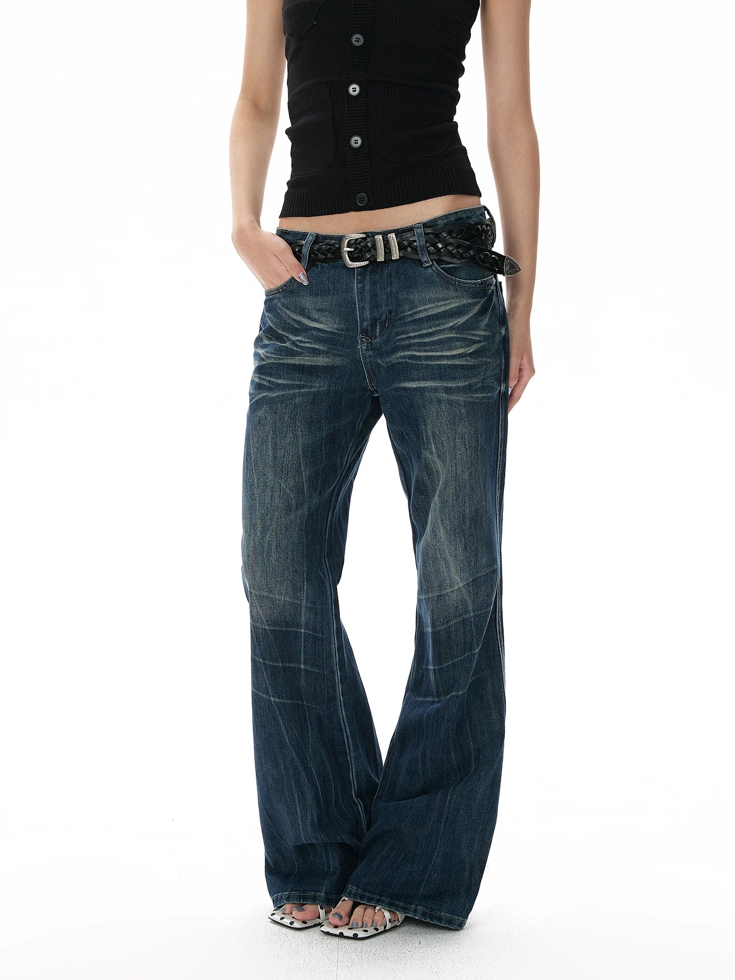 A PUEE Retro Low-rise Straight-leg Slim-fit Jeans