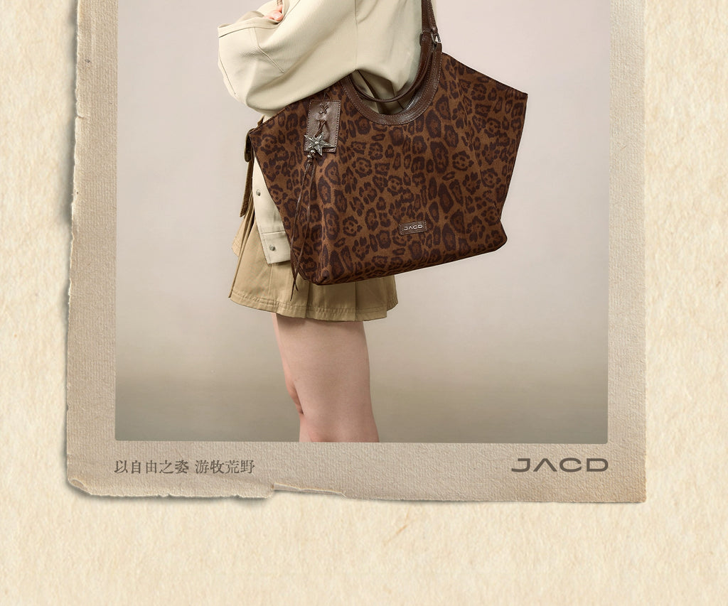 JACD Slack Leopard Print Tote Handbag