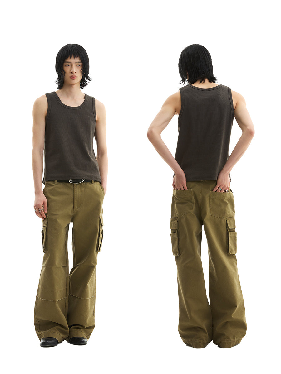 FUNKYFUN Washed Water To Make Old Straight Loose Overalls