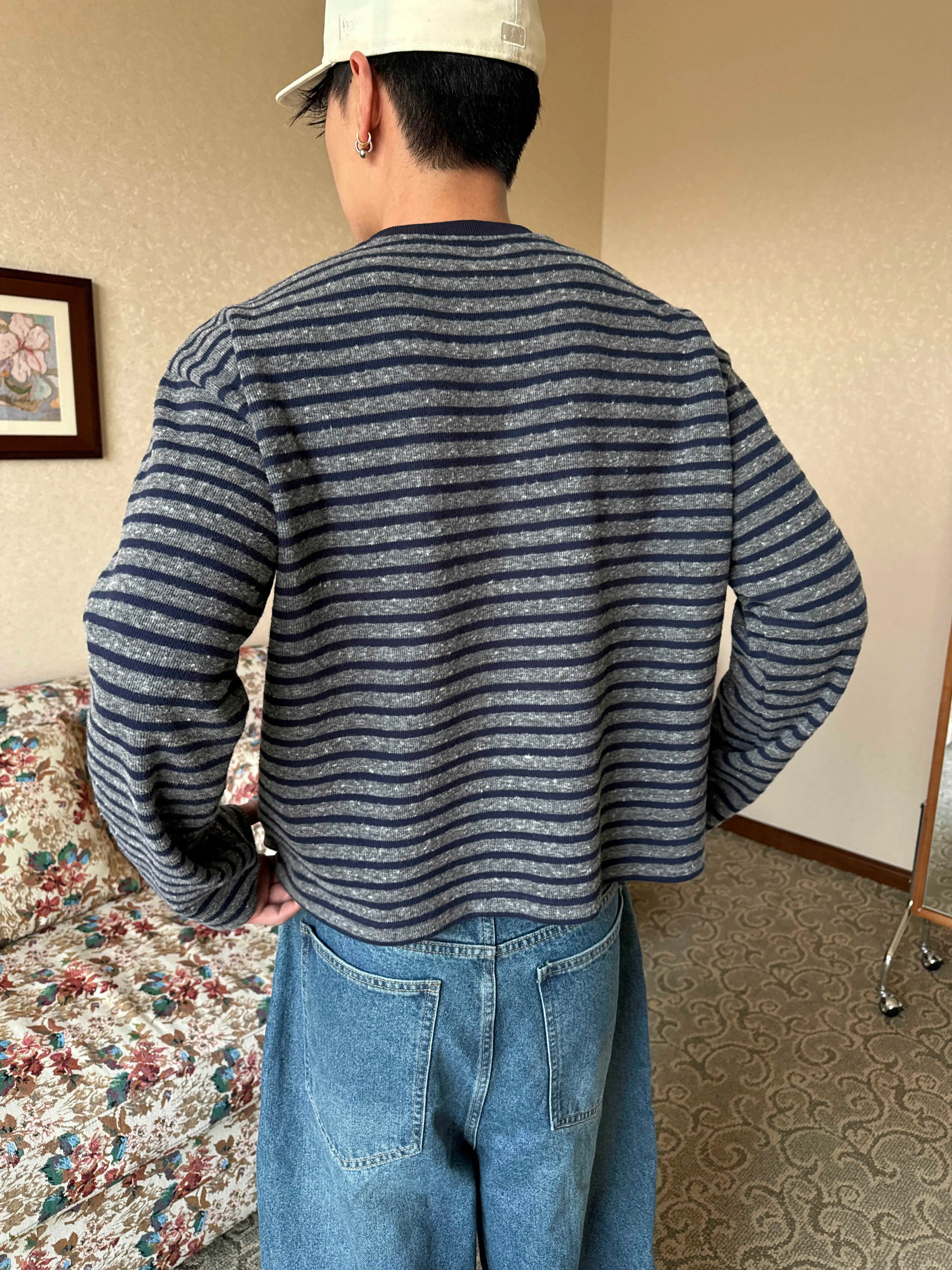 InsGale Vintage Thick Striped Slim Short Long Sleeve