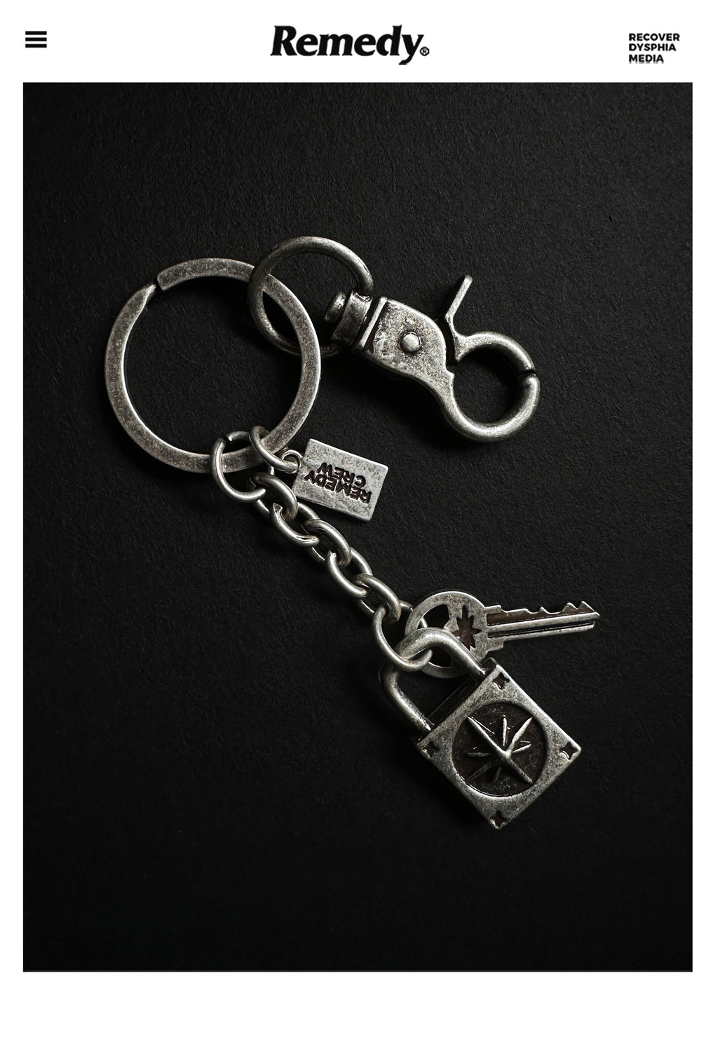 Remedy pendant lock key ring keychain
